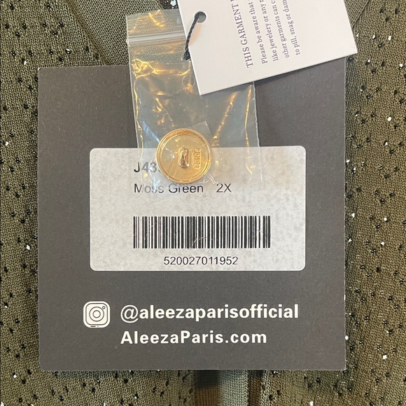 ALEEZA PARIS WOMEN’S MOSS GREEN BUTTON DOWN SWEATER SIZE 2X - Picture 4 of 4